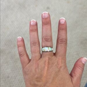 Silver White Opal Minimalist Ring Jewelry